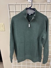 Lands  End Men  s Quarter Zip Sweater Size Medium. Green. 60/40 Blend. EUC.