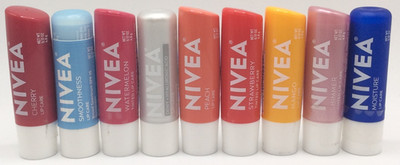 NIVEA Lip Care Assorted Lot, Cherry, Shimmer, Dewy, Mango & More, 9 Total