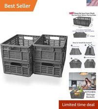 Lightweight 20L Grey Storage Crates - Collapsible Baskets for Easy Organization