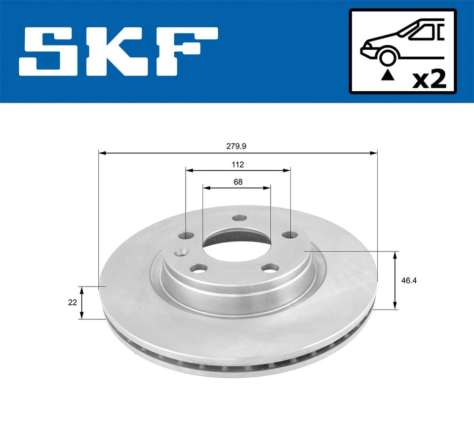 2x BRAKE DISC VKBD 80319 V2 FOR VW PASSAT/B6/B5/B5.5 SEAT AUDI A4/B7 A8/D3/D2 - Image 3 of 4