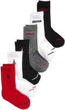 Jordan Boys 6-Pk. Crew Socks 5Y-7Y , Redblack