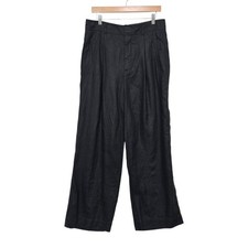 Everlane Linen Wide Leg Pants Black Sz 12 Pleated High Waist Bohemian Lagenlook