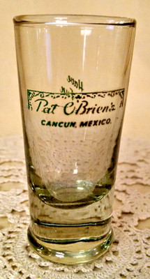 Pat O'Brien's Shot Glass Cancun Mexico Have Fun Green Weighted Base Barware Bar