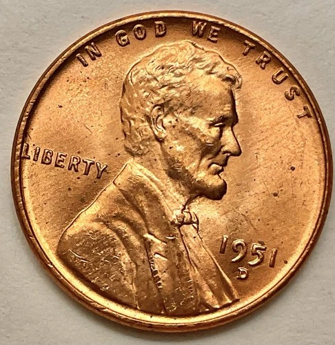 1951-D  Choice Uncirculated BU Red RD - Lincoln Wheat Cent  ~ B851