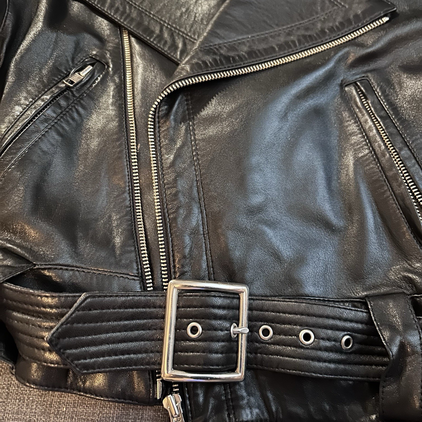 Vintage Michael Hoban North Beach Leather Moto Jacket - Rare Panther Gold Pop Art, Size 5/6 image 8