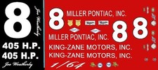  8 Joe Weatherly 1961-64 Pontiac 1/64th HO Scale Slot Car Waterslide Decals