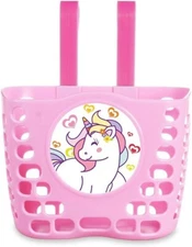 Kids Bike Basket Bicycle Front Handlebar Carrier for Girls Toddler Pink Unicorn