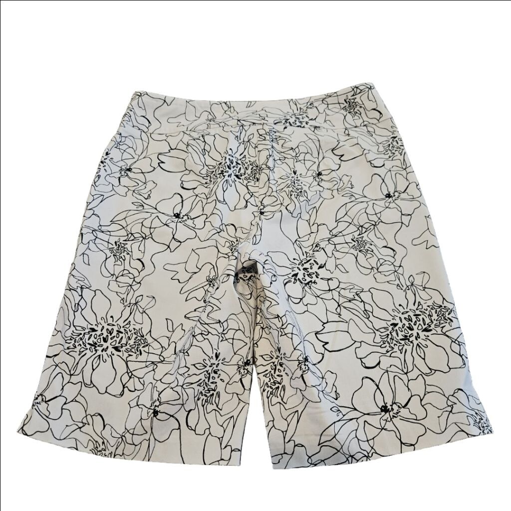 Bermuda donna pull on fila cocco taglia 12 bianco e nero floreale