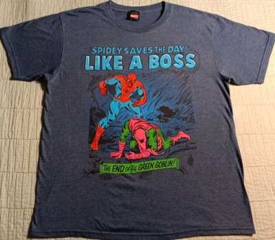 2011 Men's Lg Marvel Spiderman Spidey Saves The Day Like A Boss Graphic T Shirt