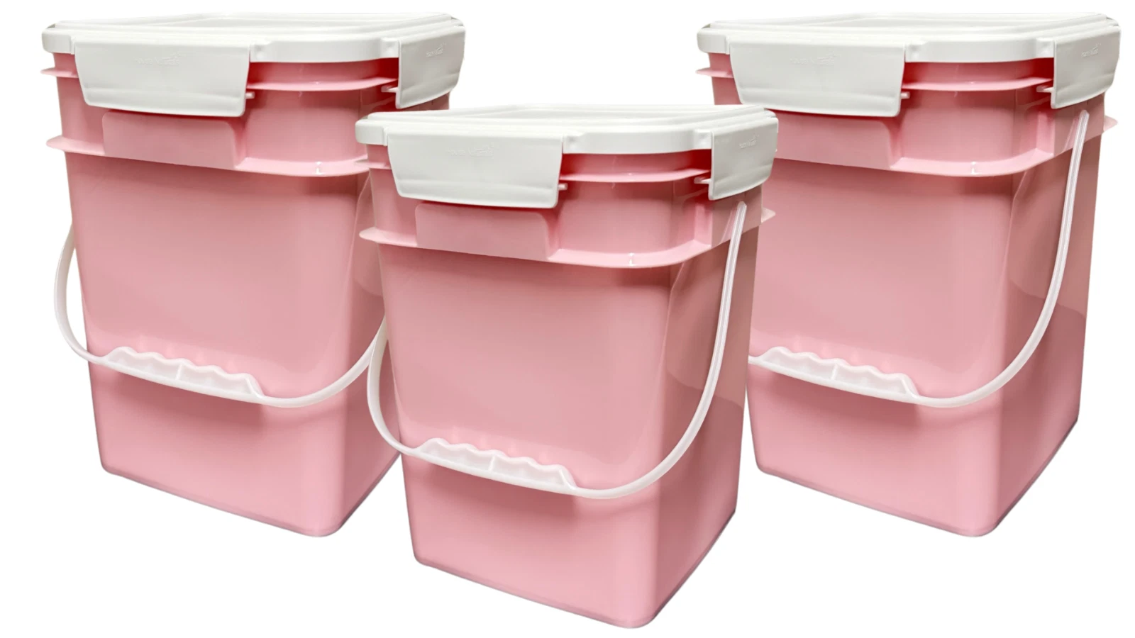 4 Gallon Rectangular Food Grade Made in USA Pink Bucket with lid- Pack of 3