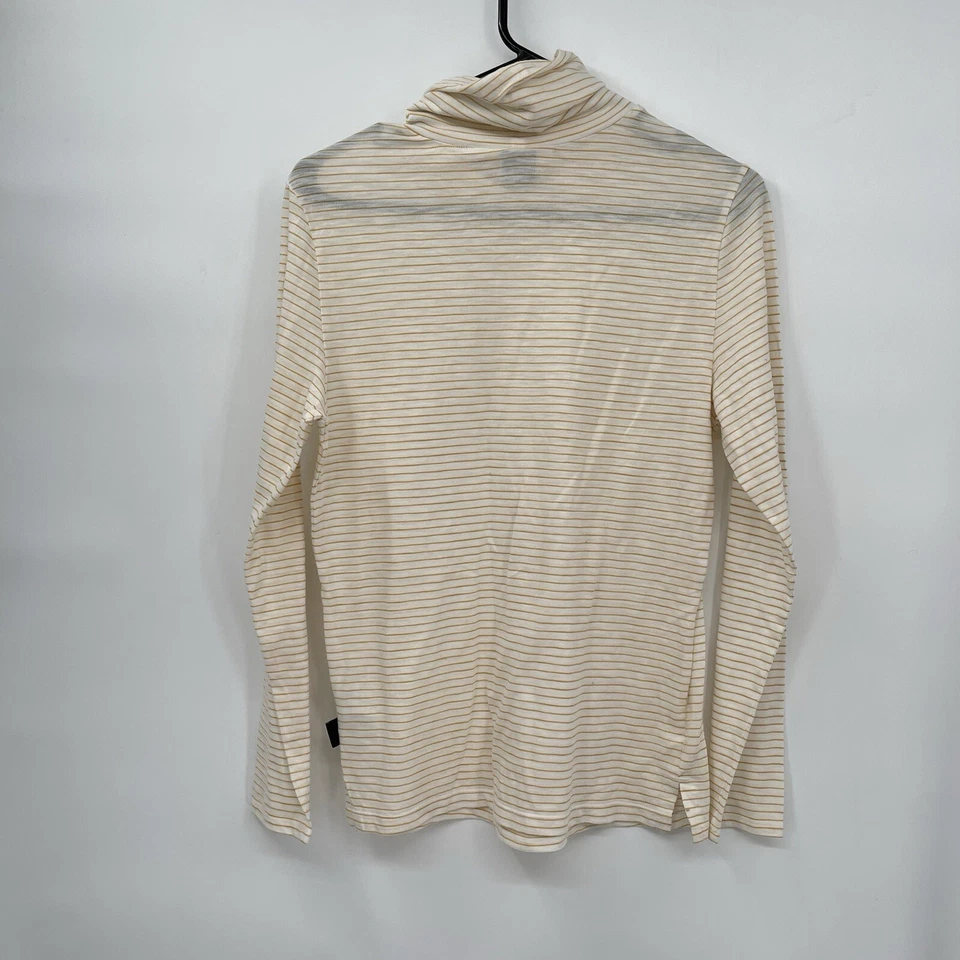 Camisa Patagonia Feminina Pequena Listrada Amarela Gola Alta Blusa Elástica - Imagem 4 de 4