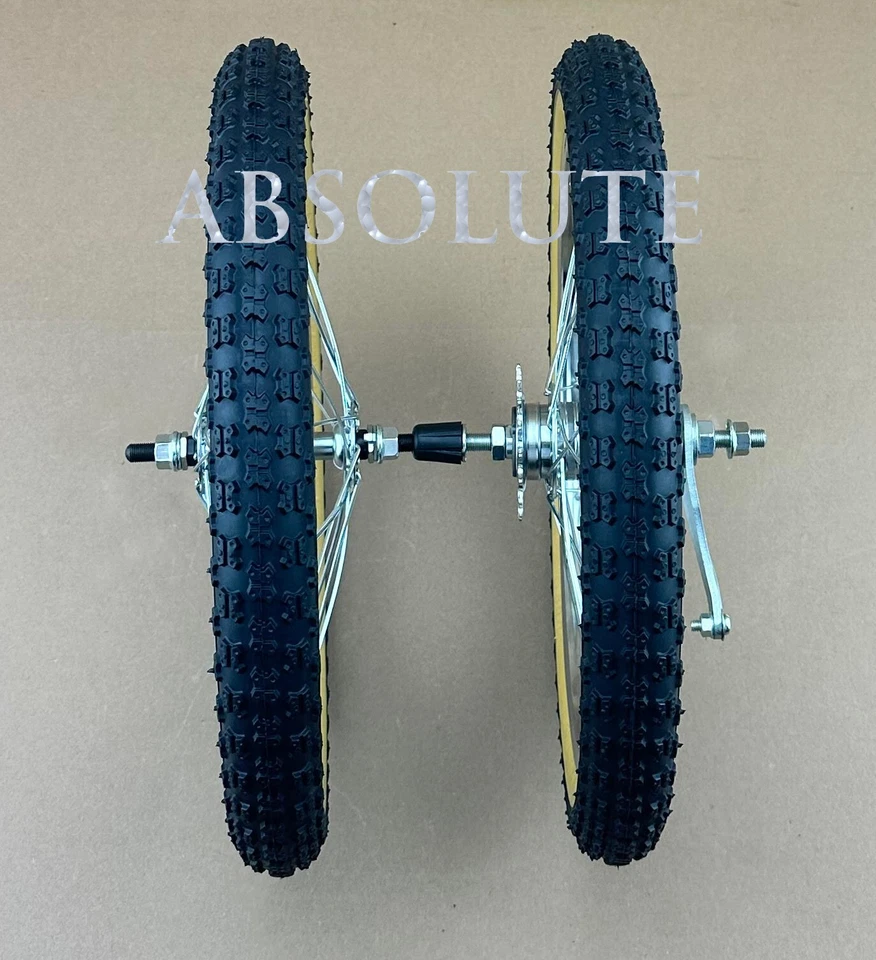 16" CHROME HEAVY DUTY 28 SPOKE BIKE WHEEL SET W/GUM WALL 1.75 BMX COMP III TIRES - Image 2 of 2