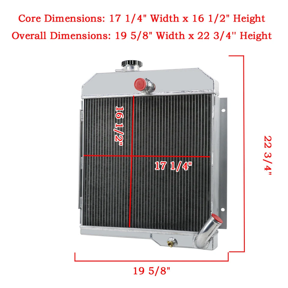 4 Rows Aluminum Radiator For 1965 -1971 1967 Jeep CJ5 CJ6 DJ5 DJ6 Buick 225 V6 - Imagem 3 de 4