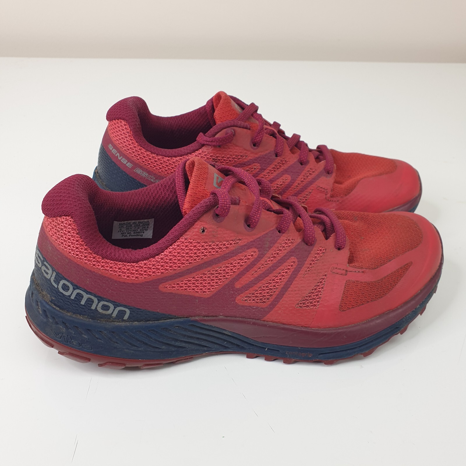 Scarpe da ginnastica Salomon Sense uomo UK 6 rosse stringate trail running EU 39 3