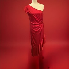 Guess Ava One-Shoulder Asymmetrical Dress  Ruby Red Size 8 MSRP $128
