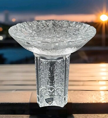 1984 Olympic Torch Cauldron Candleholder Lars Hellsten Orrefors Sweden w/Sticker