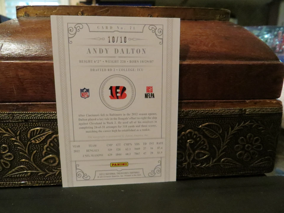 National Treasures Century Autograph Bengals Auto Andy Dalton 10/10 2012 - Image 3 of 4