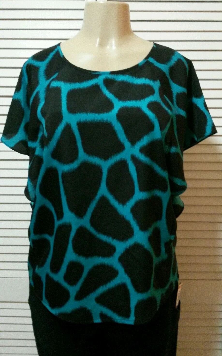 NUOVO! Camicetta Michael Kors manica svolazzante piastrelle blu taglia small*