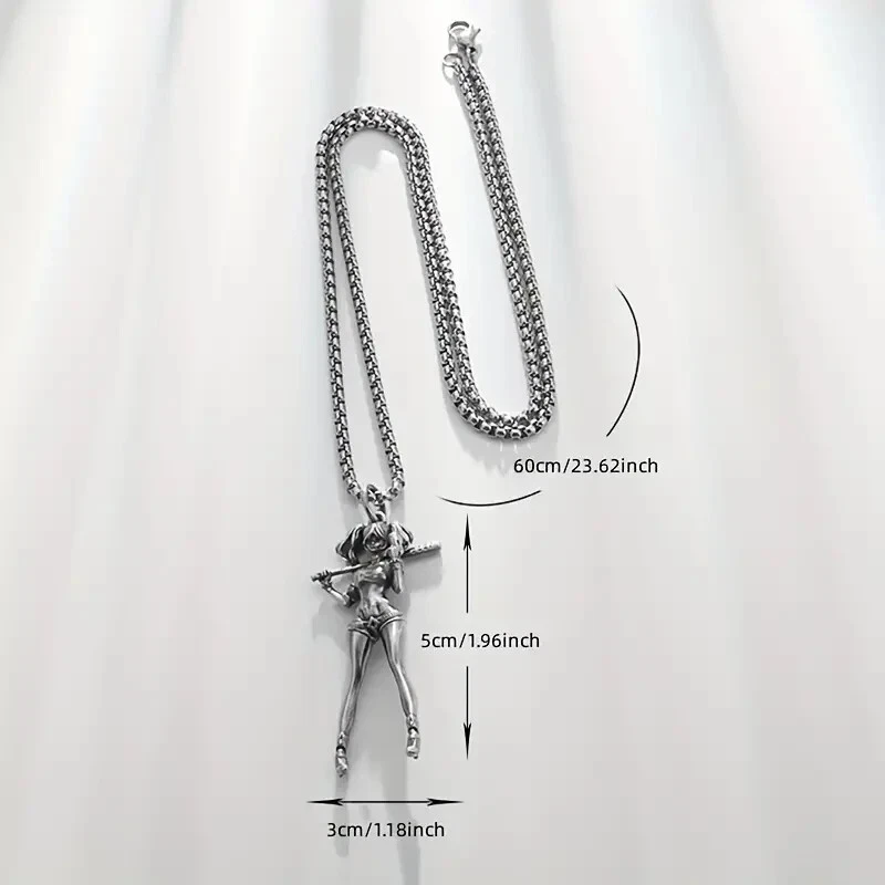 1шт изысканный из нержавеющей стали ожерелье 23,6» и Harley Quinn подвеска. #C238 - Изображение 3 из 3