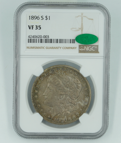 1896-S NGC & CAC VF35 Dollaro d'argento Morgan - Foto 1 di 2