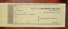 SACO MAINE MUTUAL FIRE CLUB ~ 1850's MEETING NOTICE FOR MEMBERSHIP ~ UNUSED RARE