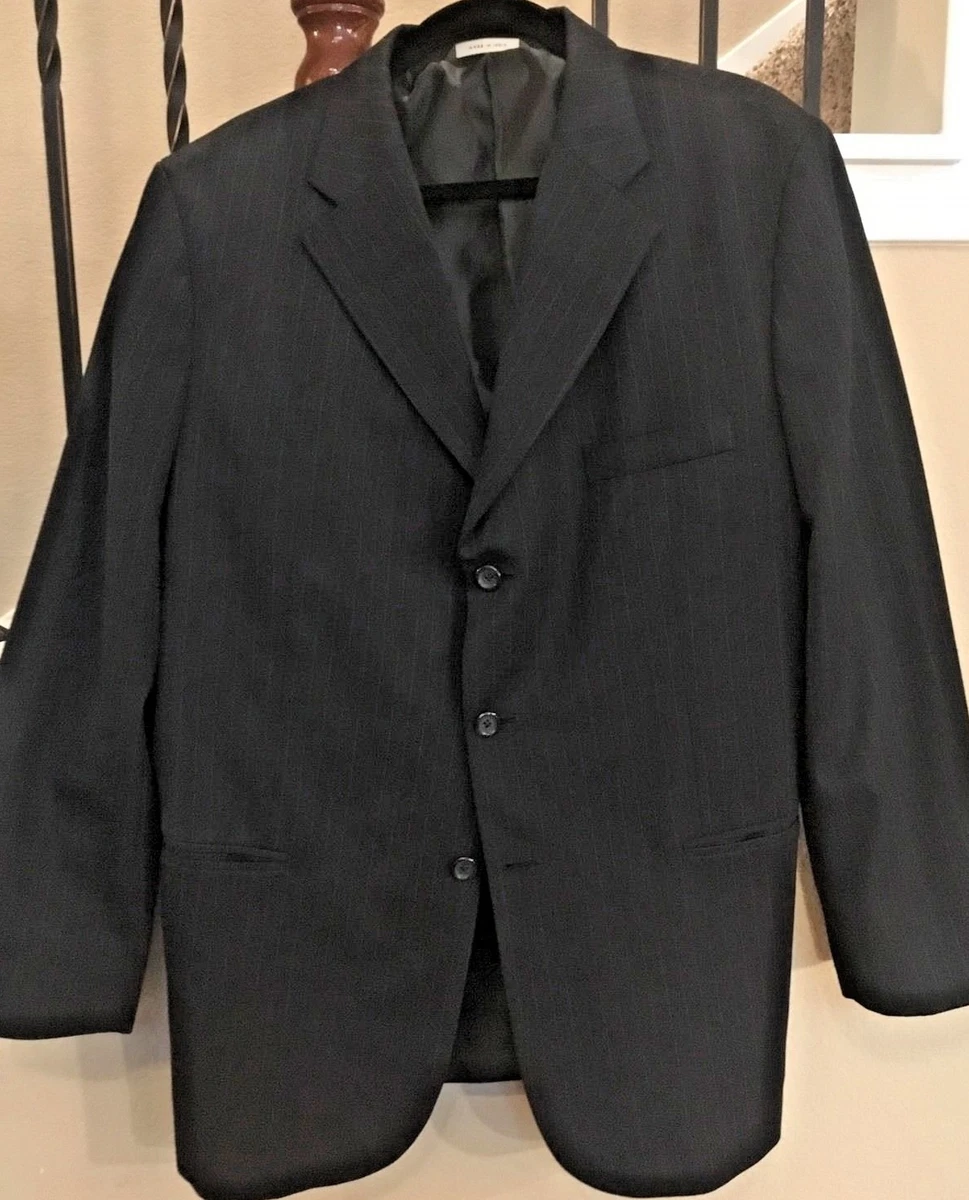 Merona Men s Black Pinstripe Suit Jacket Size 46R Regular 3 Button