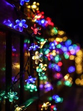 Solar String Flower Lights Outdoor Waterproof Fairy Light Decorations for Garden