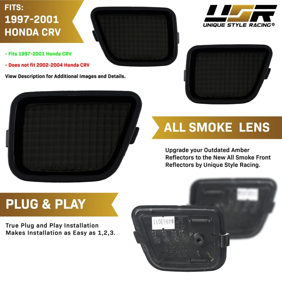 DEPO Euro Smoke Front Bumper Side Marker Reflector For 1997-2001 Honda CR-V CRV - Image 3 of 4