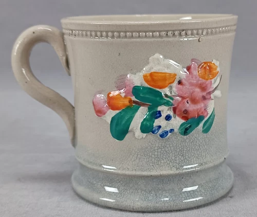 British Staffordshire Pratt Colored Drabware Smear Glazed Child's Mug C. 1820