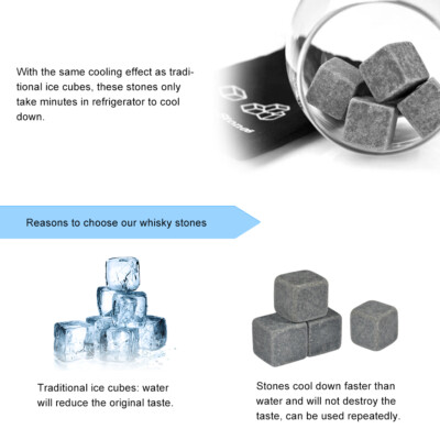 Pack Of 9pcs Whisky Chilling Stone Ice Cubes Drinks Wine Beer Cooler Barware US
