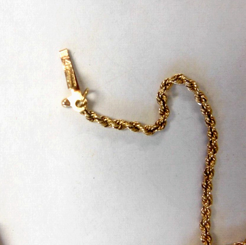 Solid 14K Solid Yellow Gold Woven Rope Bracelet 7" - image 3