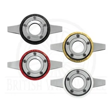 2 Bar Zenith Cut Locking Knock Off Spinner Caps with Colored Rings, Set of 4