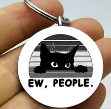 Funny Kitty Cat Ew On Poeple Human Cute Keychain