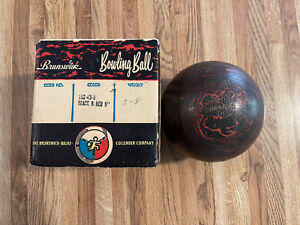 Vintage Ebonite Tornado OS Duckpin Bowling Ball  - 5&#034; 3.7lbs Red Black Swirl