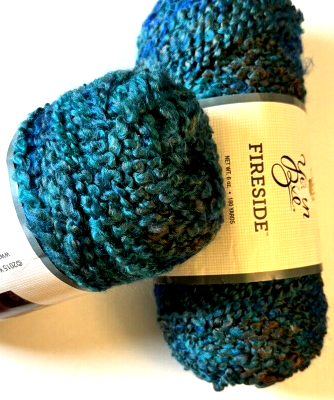 2 skeins Yarn Bee Fireside Boucle Yarn Amazonia 6 oz 180 yards Same Lot