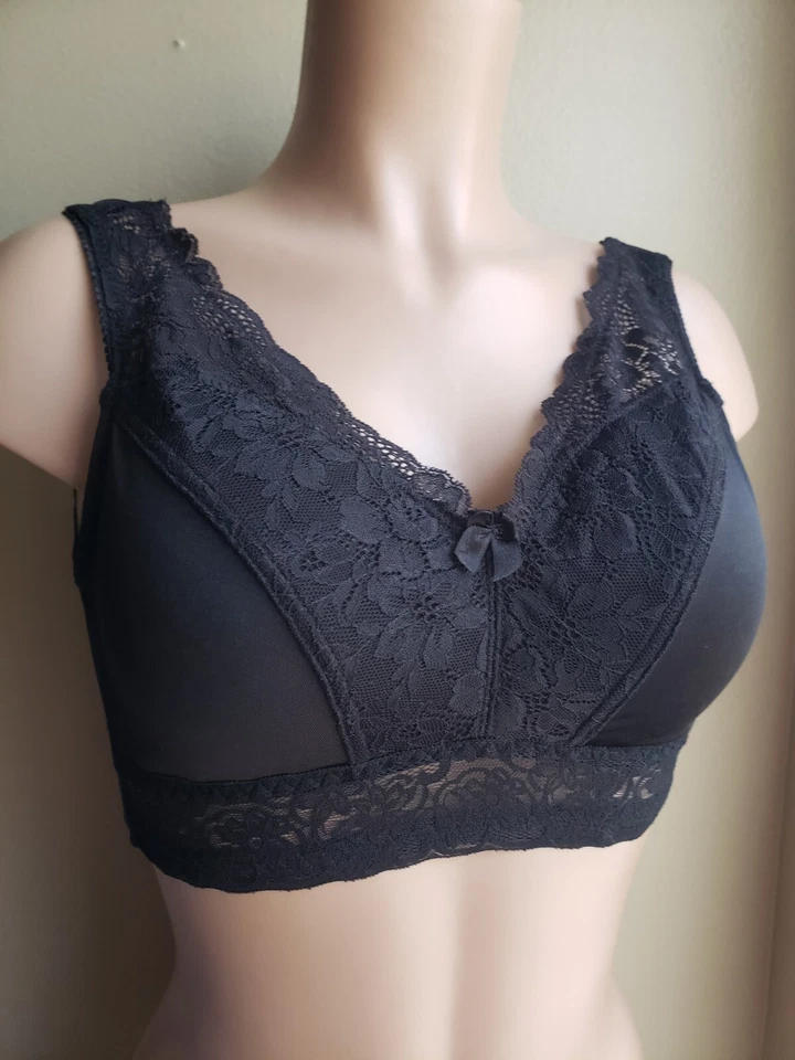 Rhonda Shear Lace Wireless Bra Medium NWOT Black - Image 4 of 4