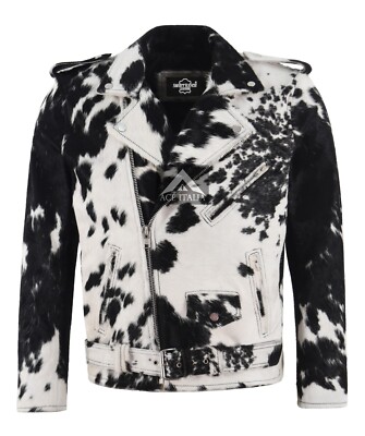 Herren Brando Style Biker Lederjacke Haare auf Rindsleder klassische Mode Jacke