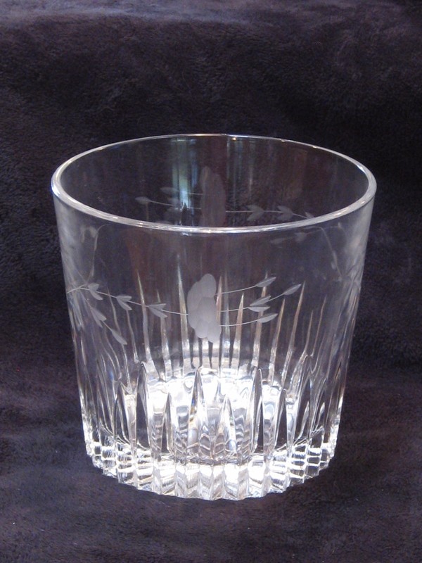 Vintage Heavy Crystal Champagne Ice Bucket W/Flower, Vine, Leaf Etched Design