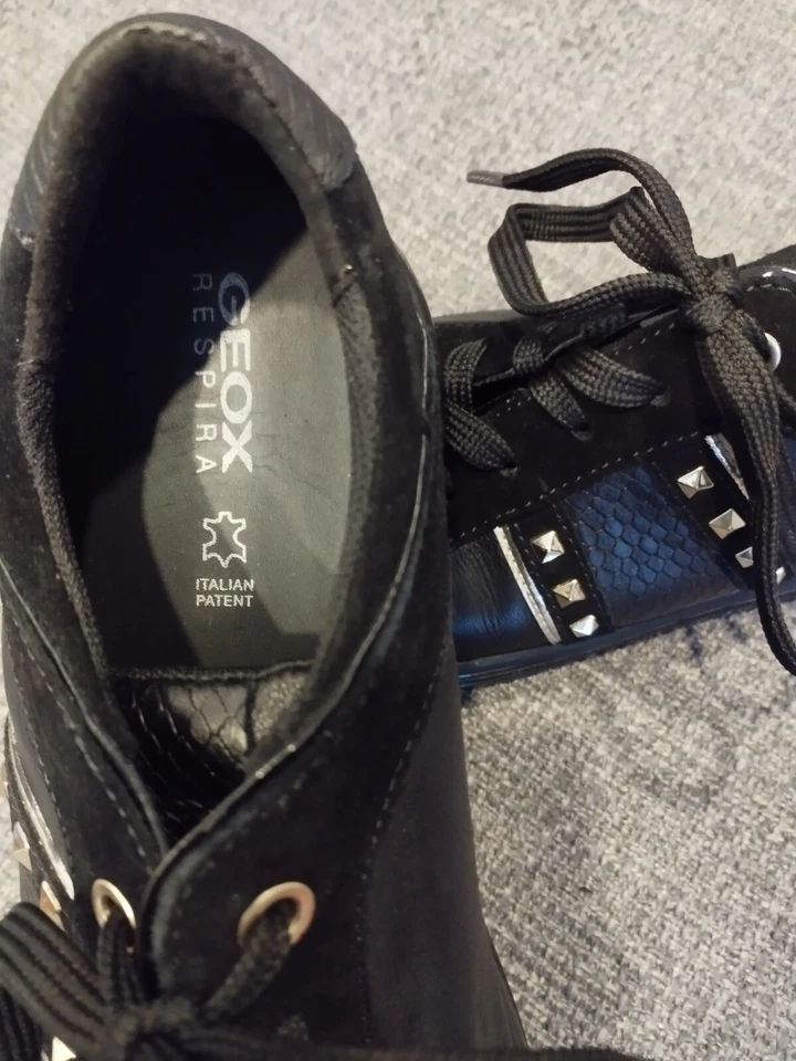 SCARPE SNEAKERS PELLE GEOX DONNA NUMERO 38 NERE NUOVE SENZA SCATOLA - Immagine 3 di 3