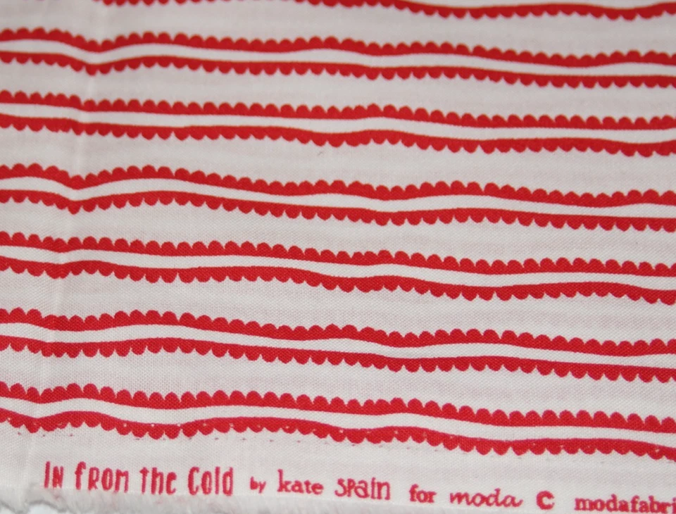 MODA FABRICS * Premium Cotton * Red & White Squiggly Striped Print * 1 yd x 46" - Image 3 of 3