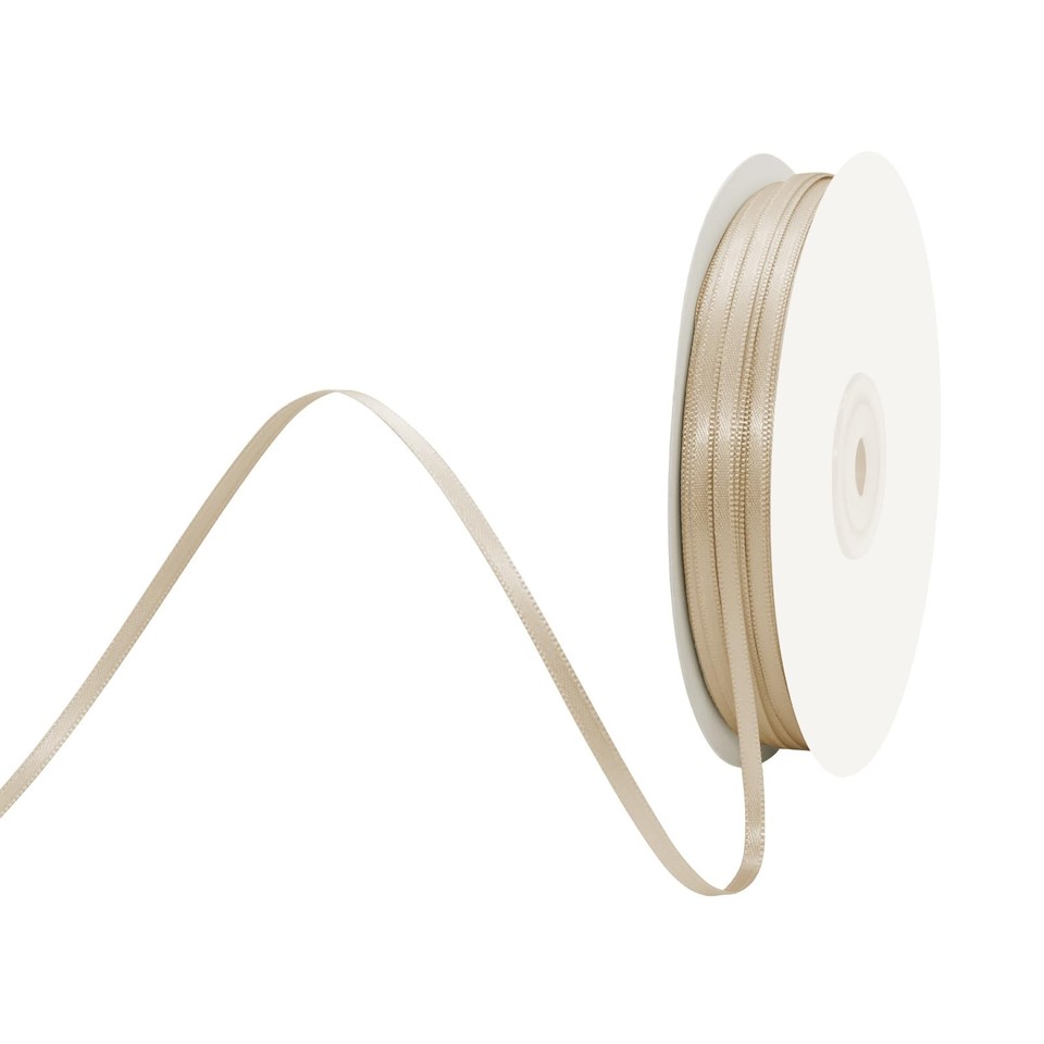 Tan Satin Thin Ribbon, 1/8 x 100 Yards, Double Faced, Crafts, Wedding ...