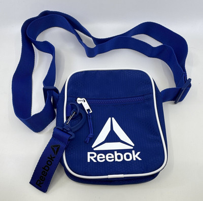 Reebok Blue/White Small Crossbody Bag Zip Closure Adjustable Strap Athletic