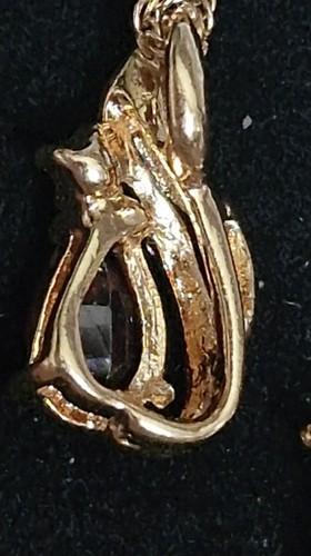 Collana e orecchini pendenti in lega di oro 10 kt granato rodolite cista trasparente set 3 - Foto 11 di 24