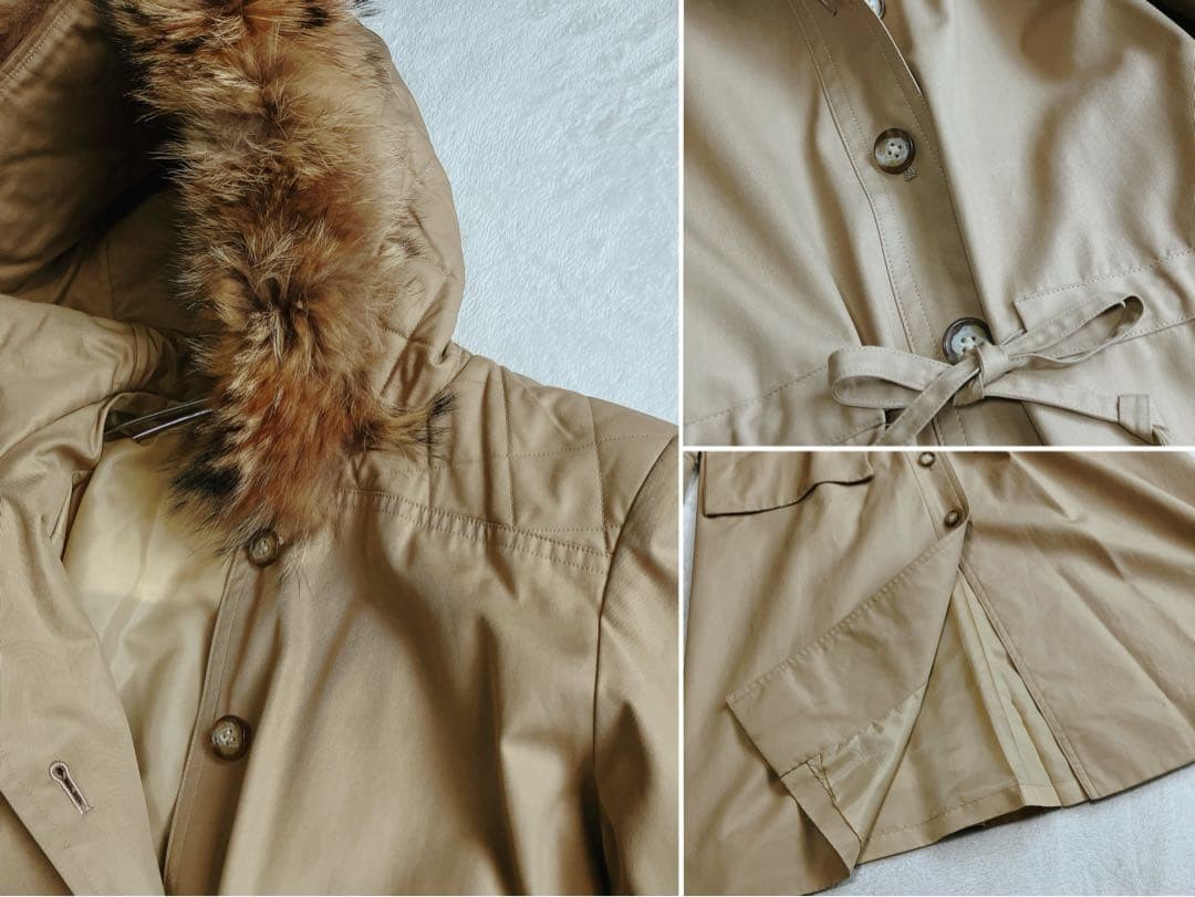 YSL Real Fur Hooded Long Coat A-Line Drawstring Design Length 110cm Size F9-110 thumbnail 6