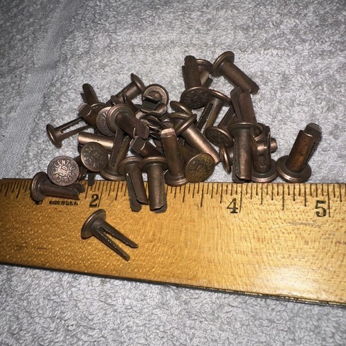 Crescent Rivets Split Coppered Bifurcated Vintage Belts 35 Pieces! L10 Nos - Picture 5 of 7