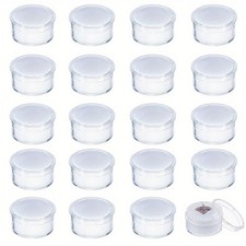 1bag 20pcs White Mini Round Stone box Plastic Nail Loose Beads te Storages
