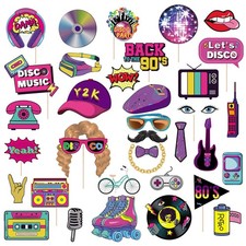 Jspupifip 90s Photo Booth Props,36 Pcs 70s 80s 21x20 cm, Multi Color