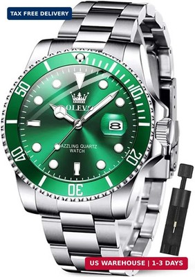OLEVS Luxury Watches for Men Big Face Stainless Steel Business Dress Analog Quar