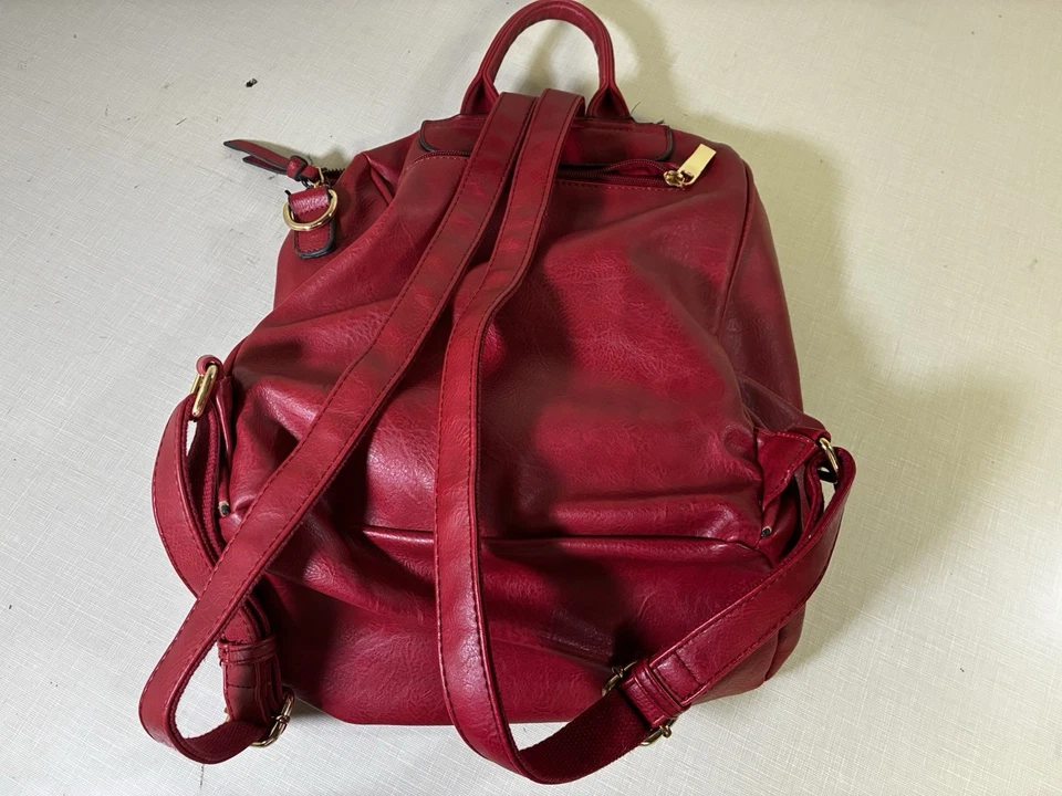 Mochila Bolso de Hombro Clark Cuero Rojo Dos Maneras de Llevar Cuero Foto 4 de 4