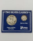 1941/42 Silver Classics Coin Set Walking Liberty Half & Mercury Dime 90% Silver